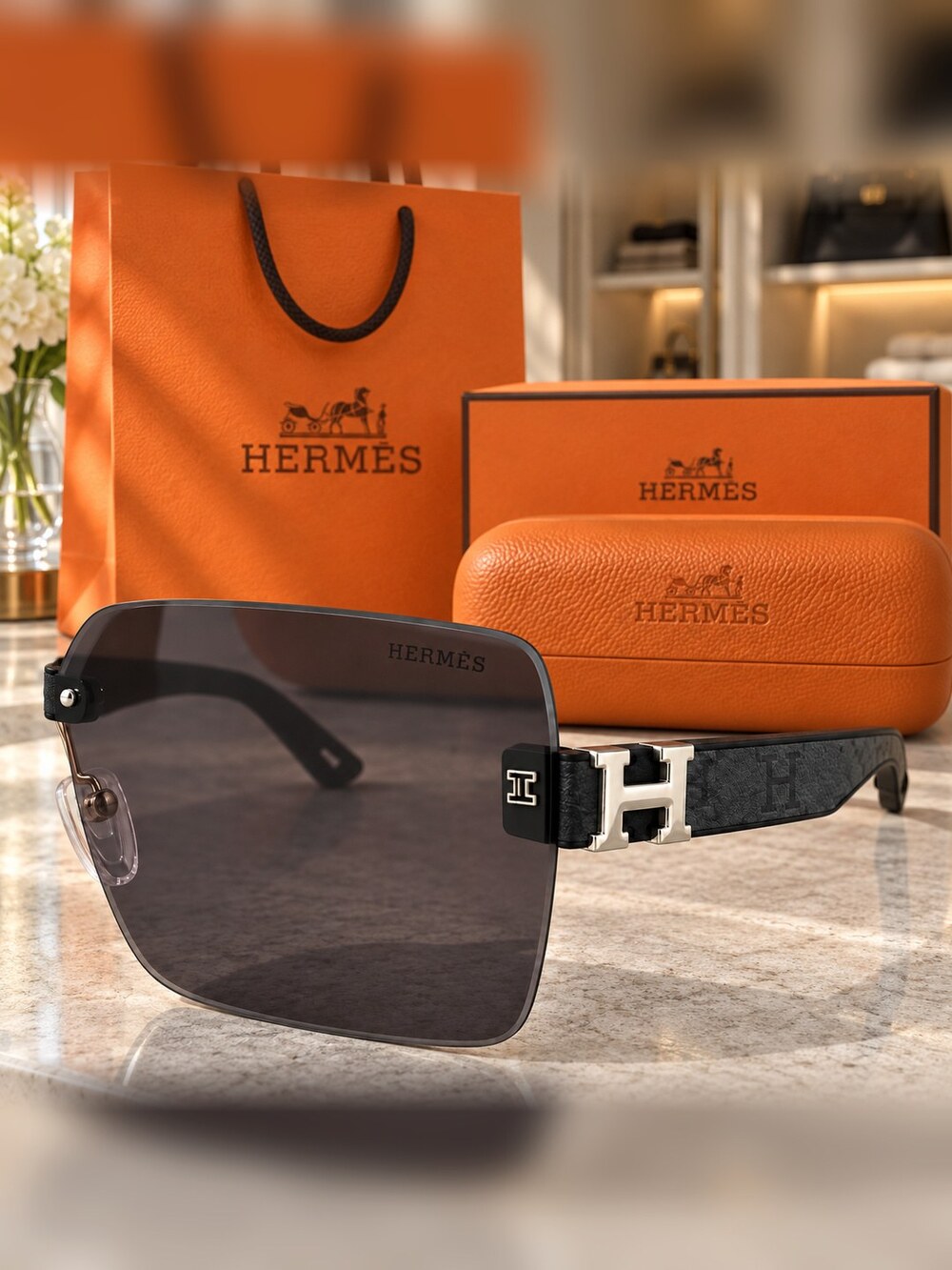 Hermes Rimless Silver H Sunglasses - Picture 4 of 6